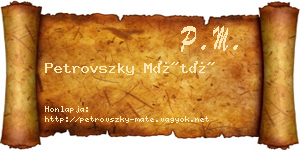 Petrovszky Máté névjegykártya